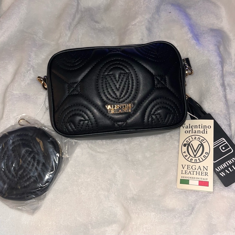 Valentino Orlandi Black Quilted Crossbody Bag